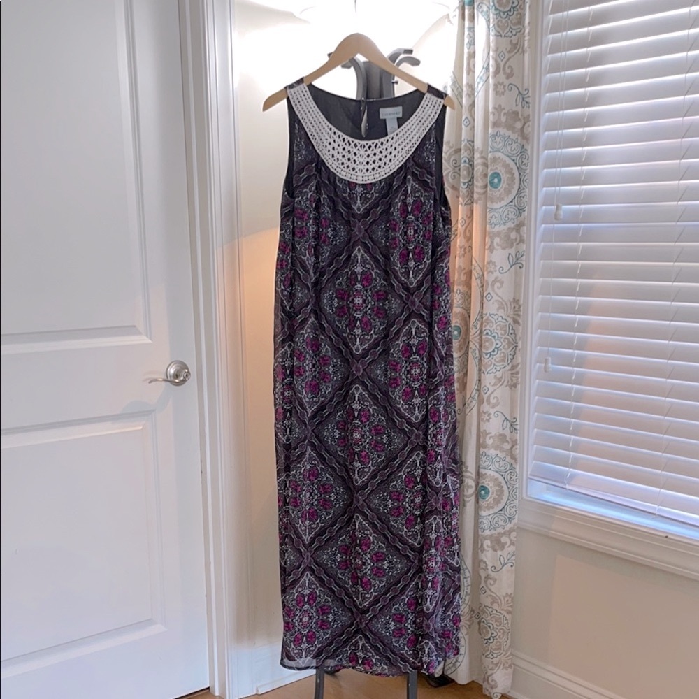 Catherines Black/PinkWhite Patterned Maxi Dress, women’s size 14/16